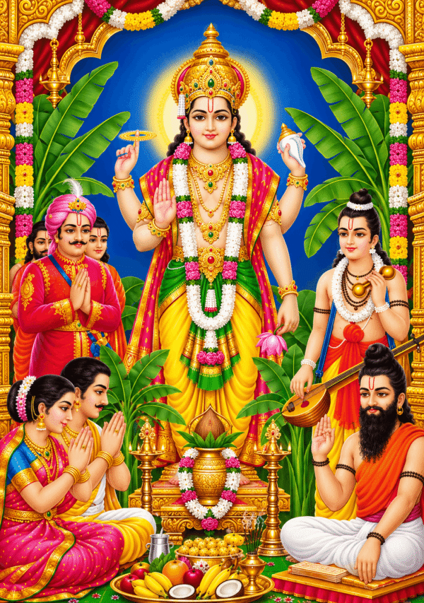 Shri Satya Narayan Katha Vratam Book Satya Narayan Katha Vratam in Naimisharanya | Trishakti Dham Andhra Temple